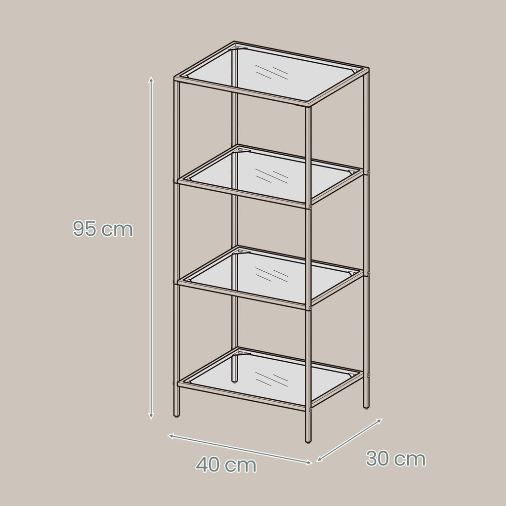 4 stufiges Regal, Badregal aus gehärtetem Glas, für Badezimmer