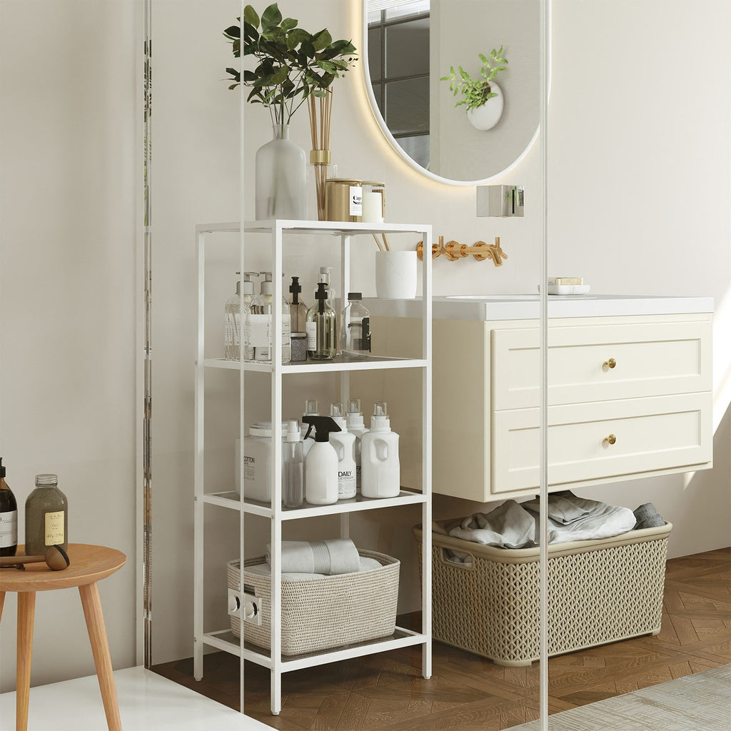 4 stufiges Regal, Badregal aus gehärtetem Glas, für Badezimmer
