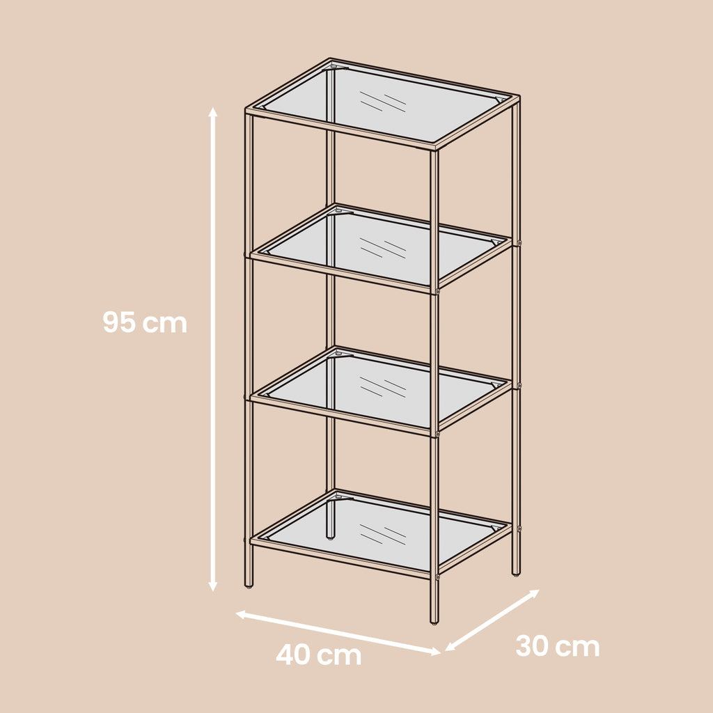 4 stufiges Regal, Badregal aus gehärtetem Glas, für Badezimmer