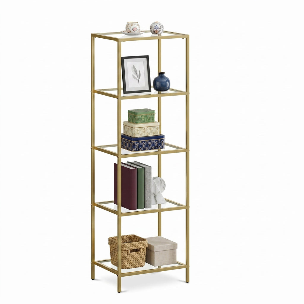 5-stufiges Glasregal, Bücherregal, Aufbewahrungsregal