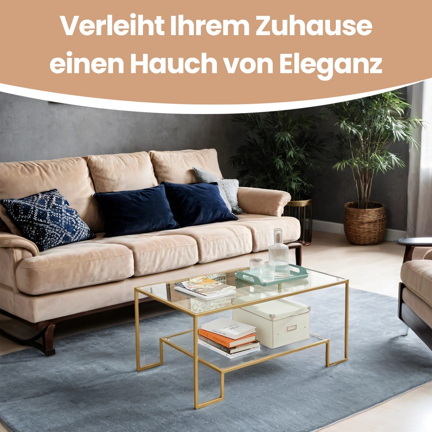Couchtisch 2 Ablagen aus Hartglas