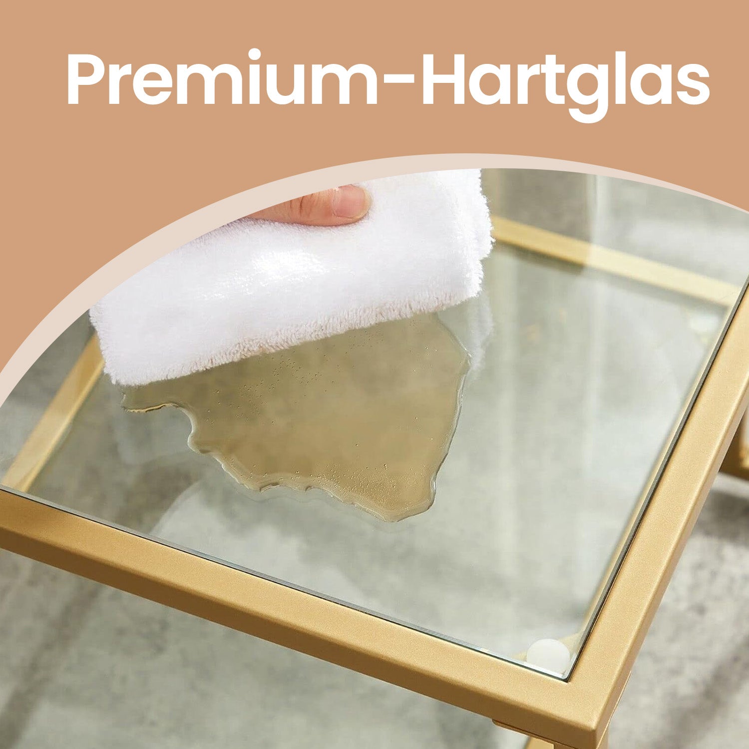 Couchtisch 2 Ablagen aus Hartglas