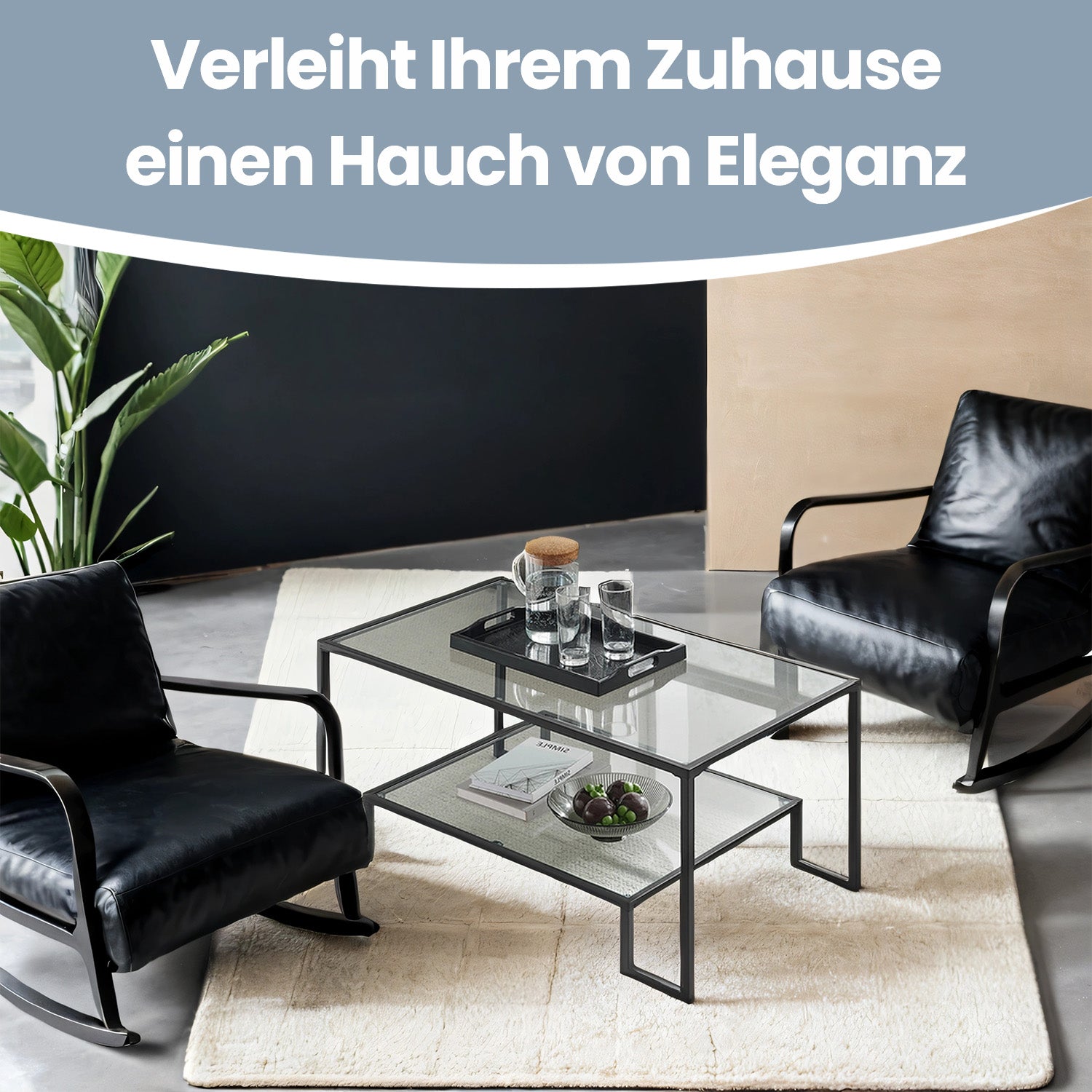 Couchtisch Glastisch Stahlgestell basisschwarz