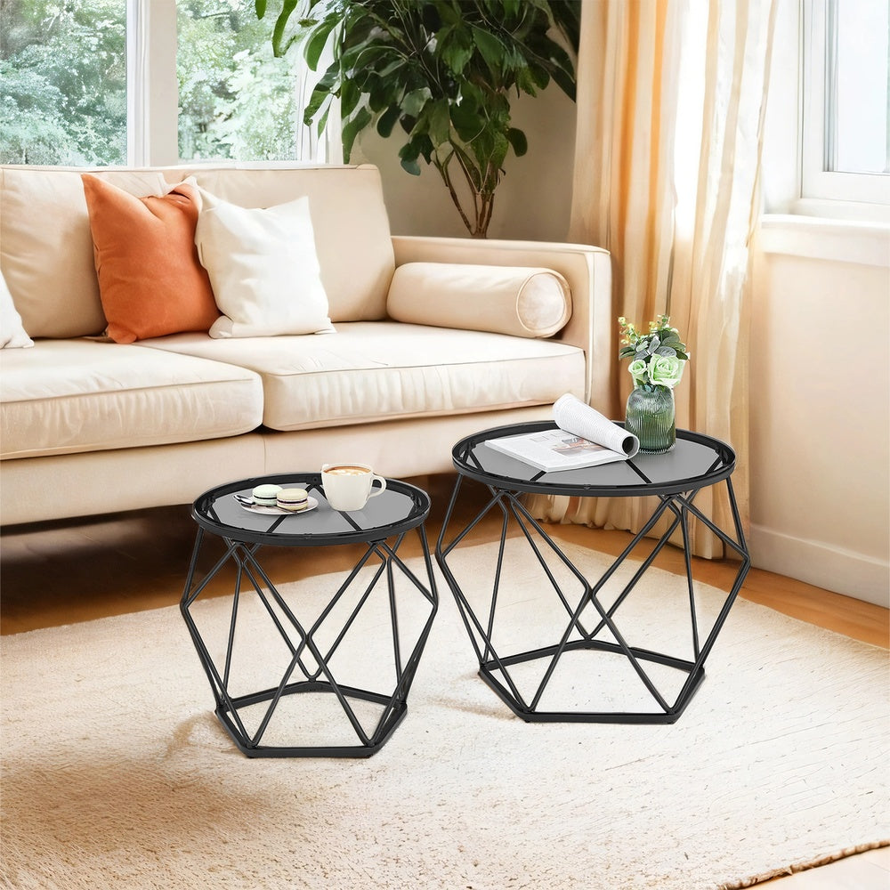 Couchtisch rund, 2er Set, Wohnzimmertisch