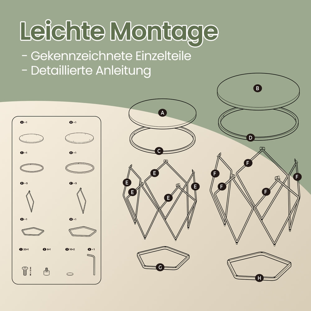 Couchtisch rund, 2er Set, Wohnzimmertisch