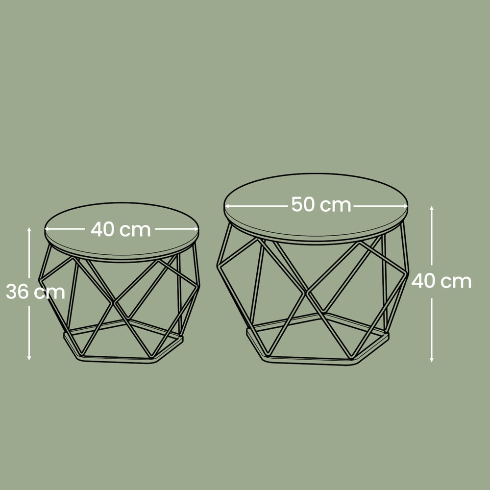 Couchtisch rund, 2er Set, Wohnzimmertisch