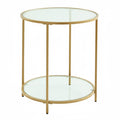 Beistelltisch rund, Couchtisch klein, Hartglas und Metallgestell