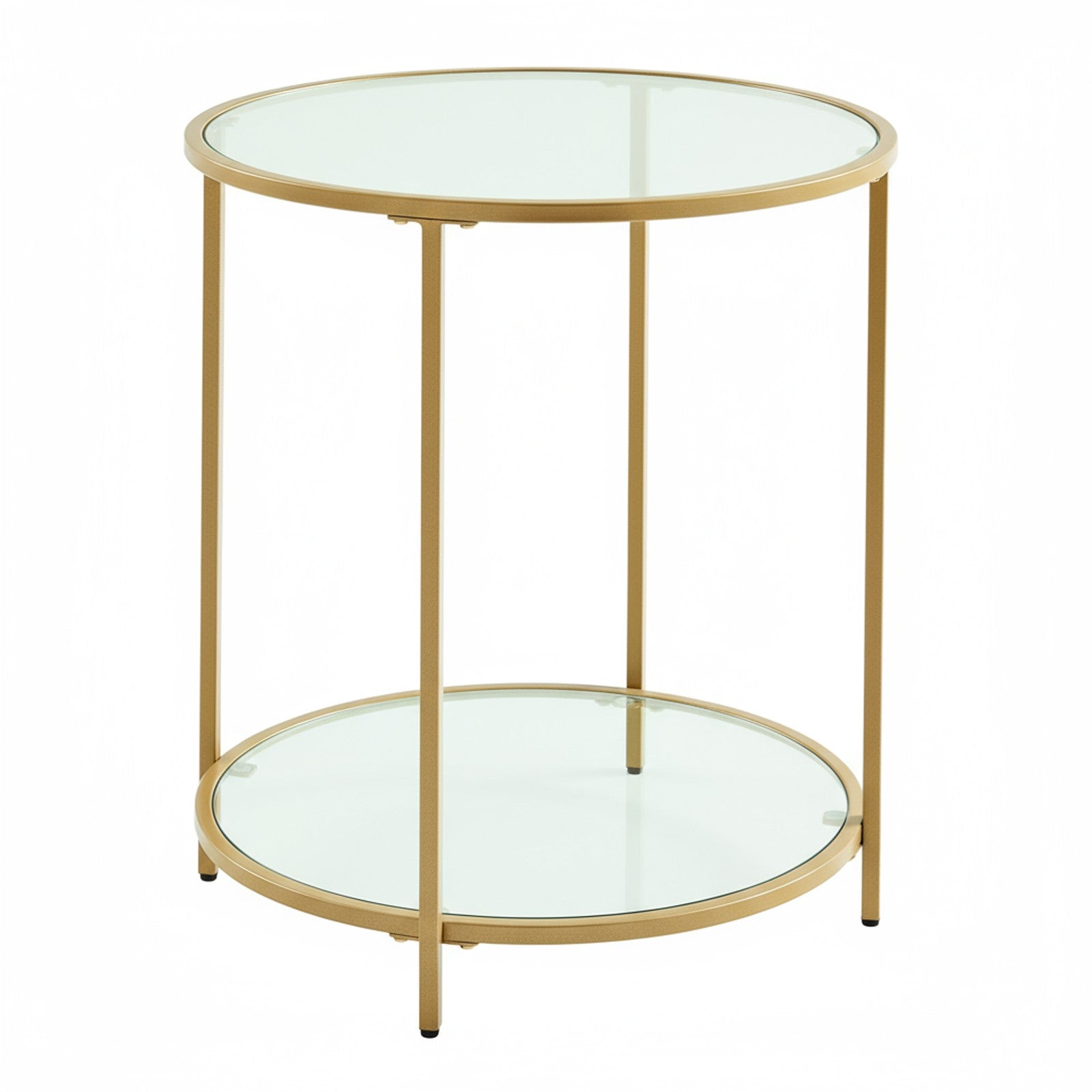 Beistelltisch rund, Couchtisch klein, Hartglas und Metallgestell