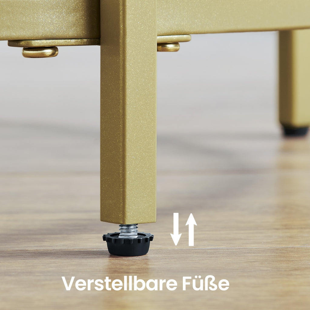 Beistelltisch rund, Couchtisch klein, Hartglas und Metallgestell