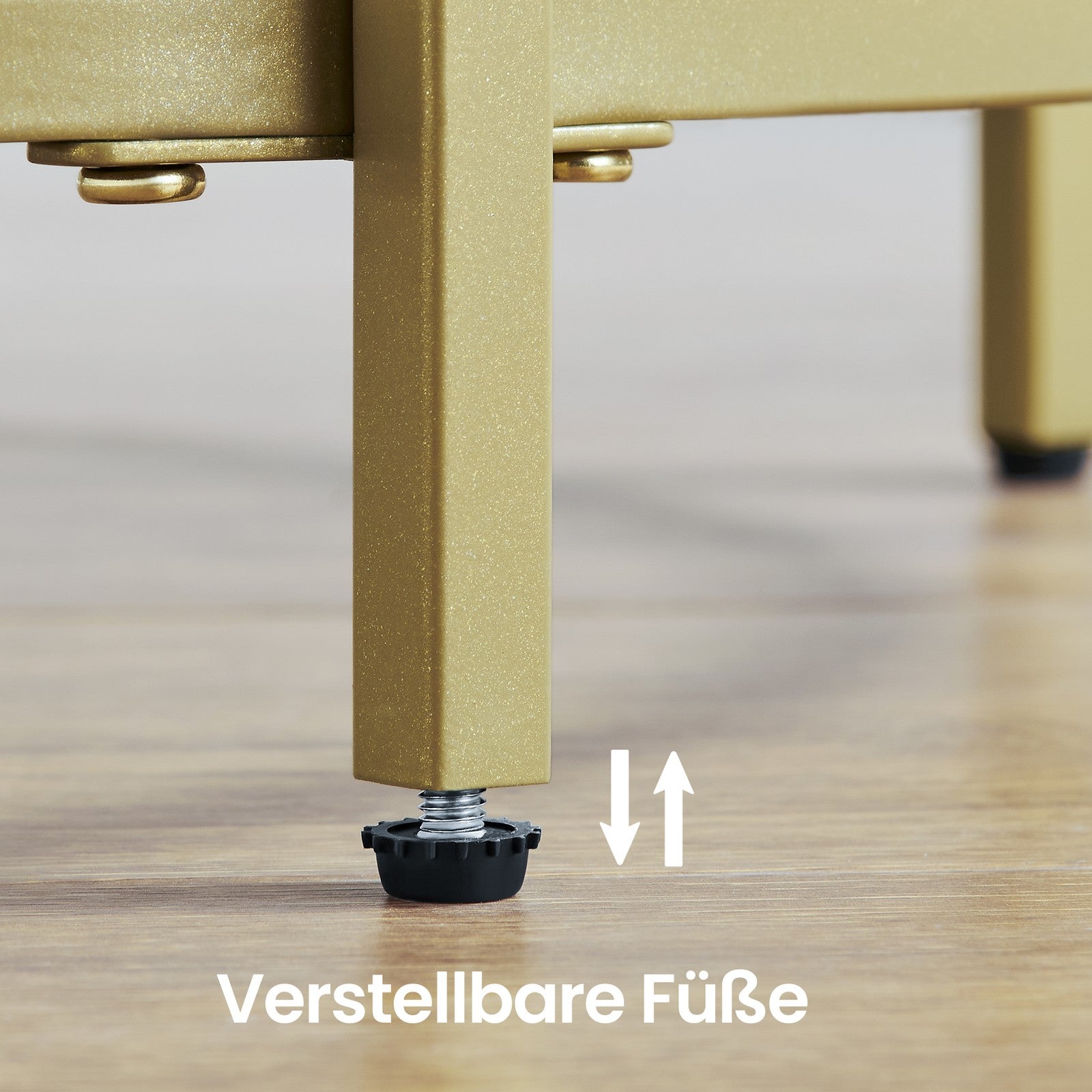 Beistelltisch rund, Couchtisch klein, Hartglas und Metallgestell