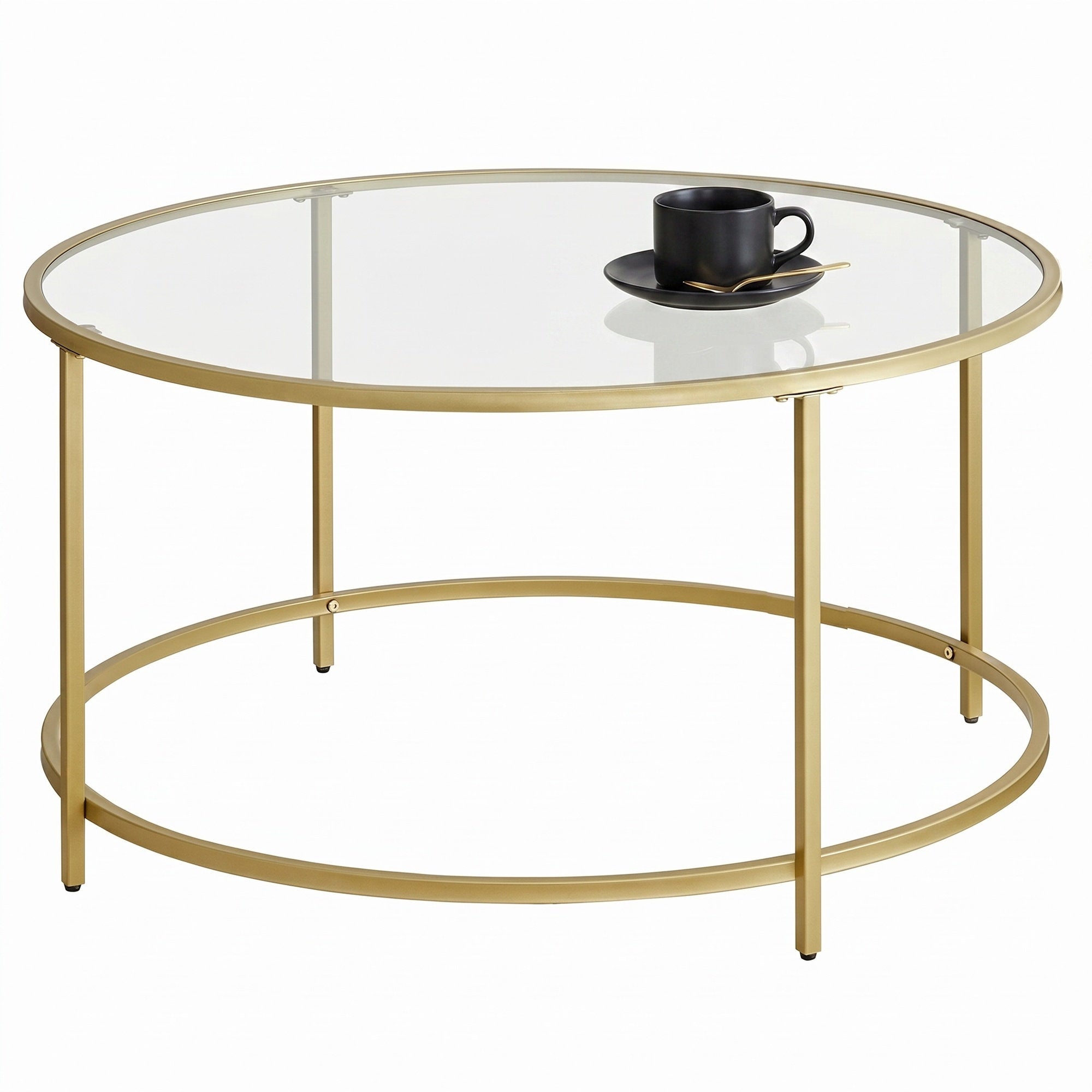 Runder Couchtisch, Wohnzimmertisch aus Stahl, Salontisch