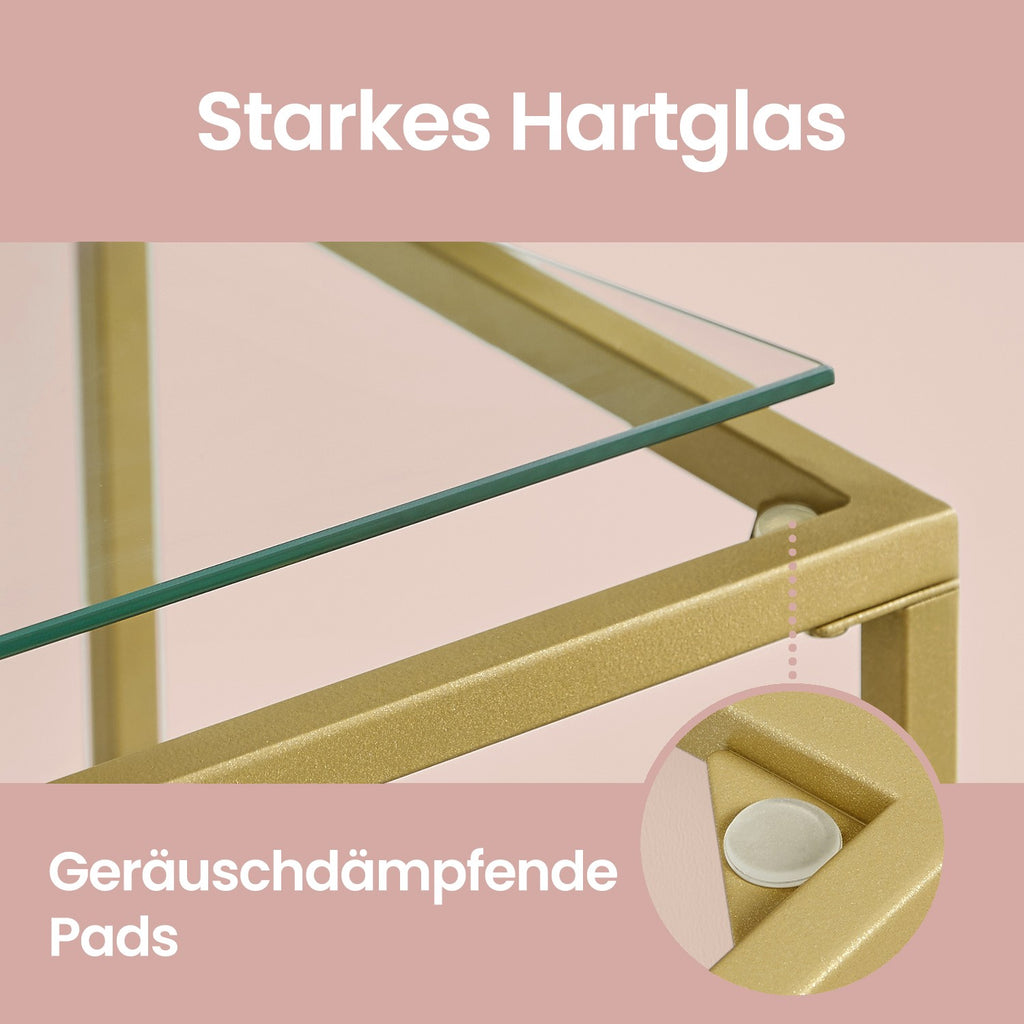 Regal mit 4 Ablagen, Badregal, gehärtetes Glas