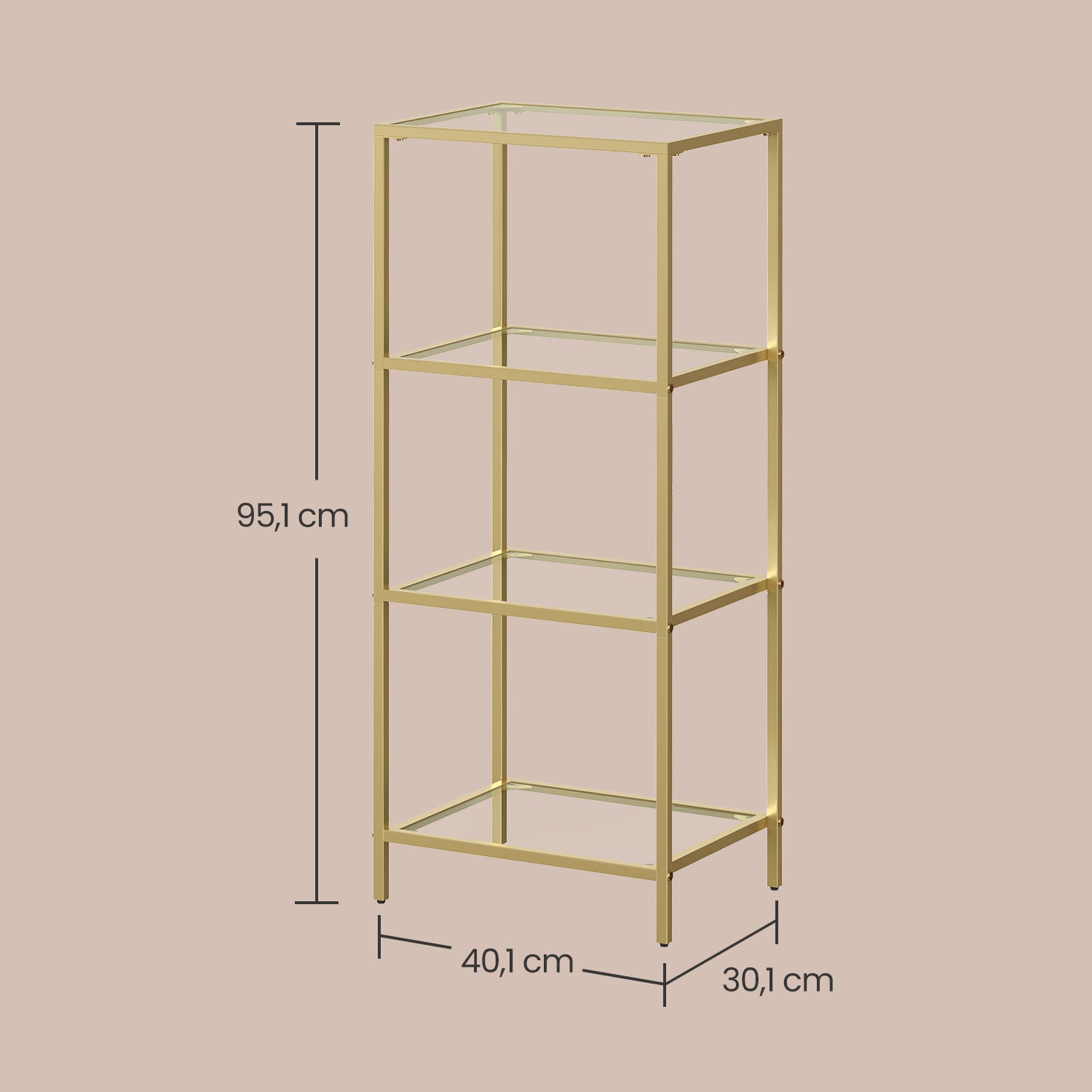 Regal mit 4 Ablagen, Badregal, gehärtetes Glas