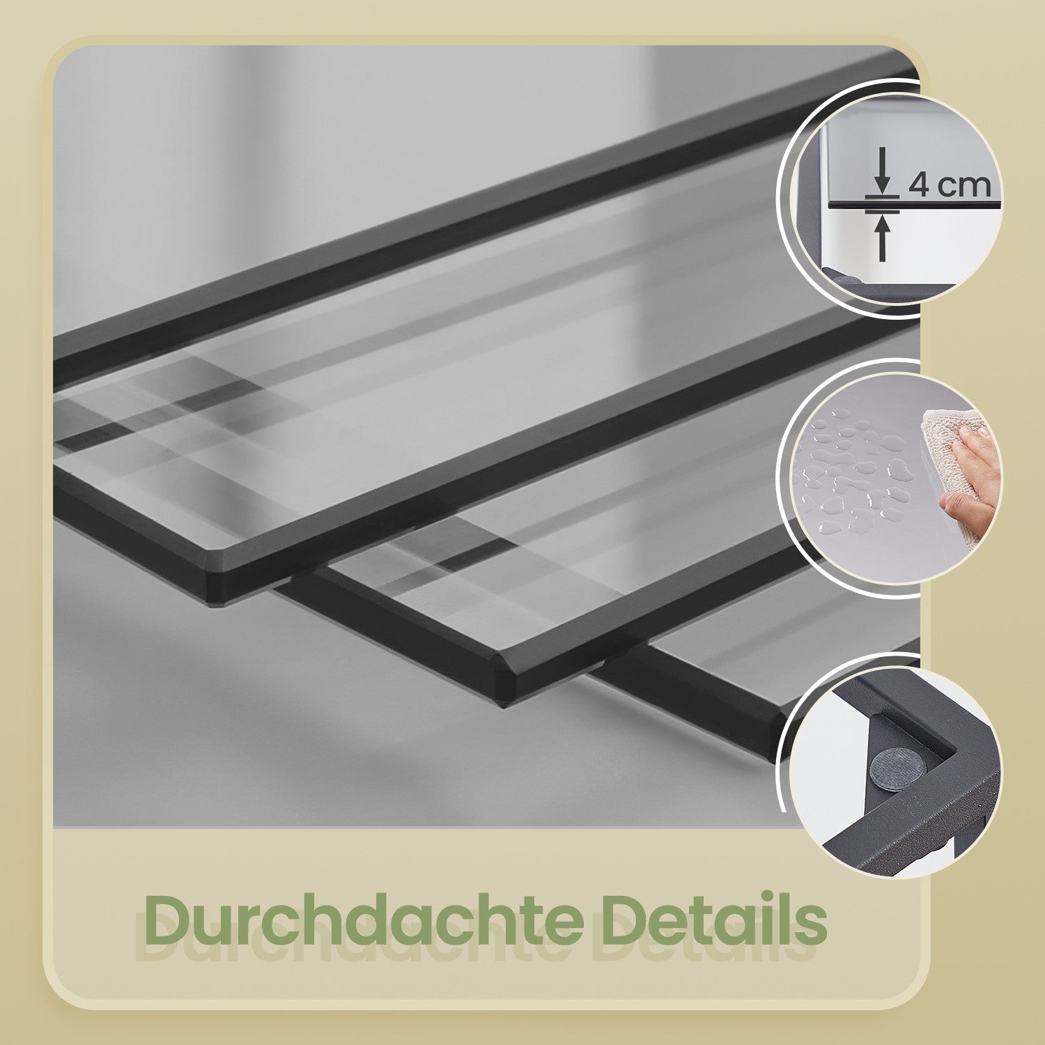 6 stufiges Regal, Badregal aus gehärtetem Glas, für Badezimmer