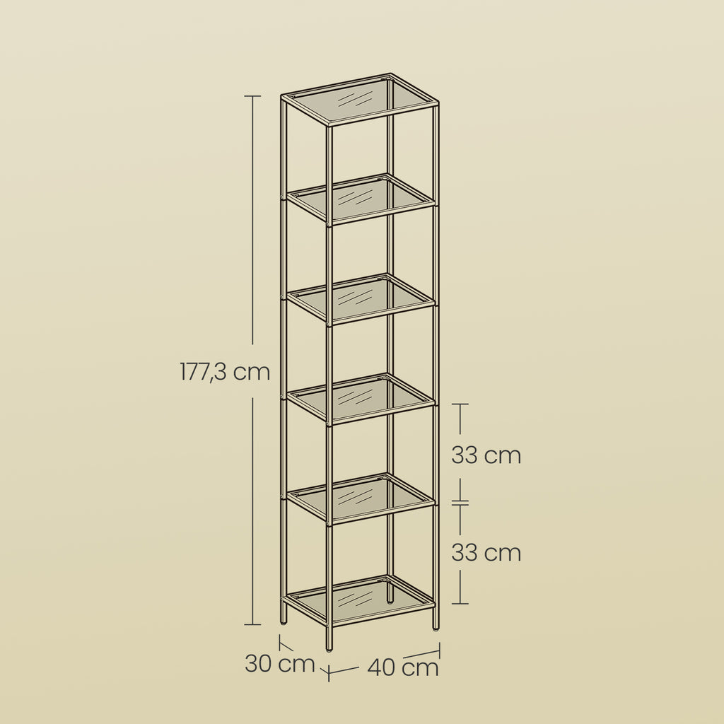 6 stufiges Regal, Badregal aus gehärtetem Glas, für Badezimmer