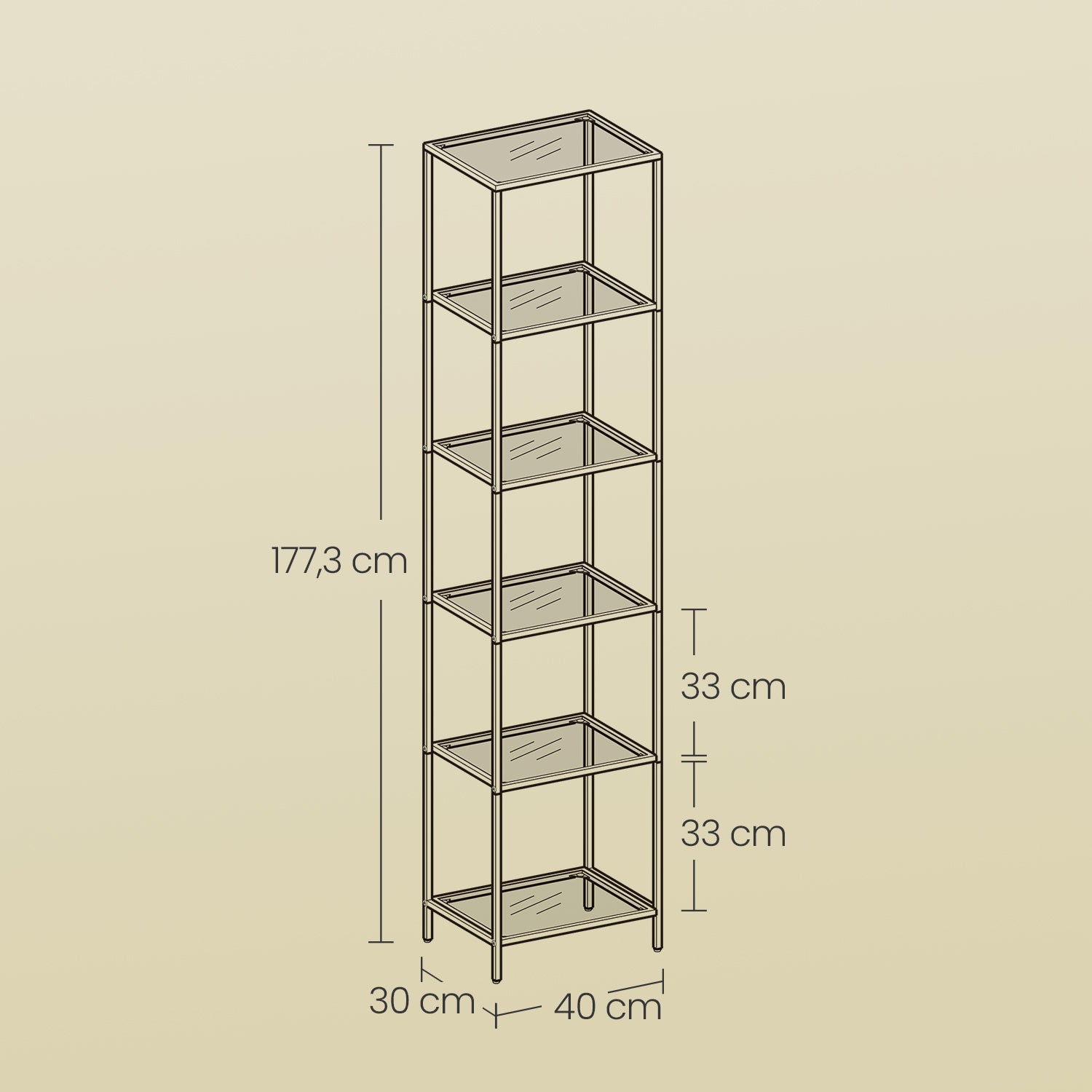 6 stufiges Regal, Badregal aus gehärtetem Glas, für Badezimmer