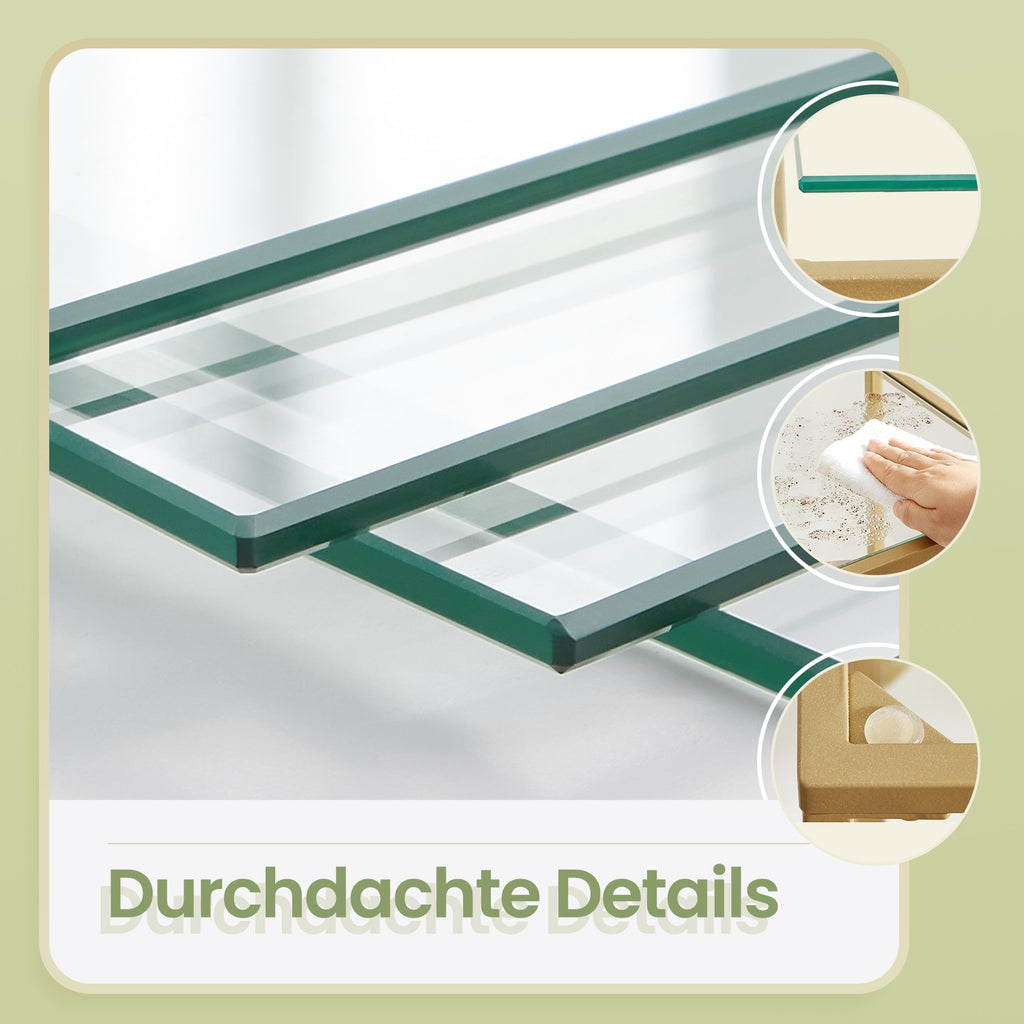 Regal mit 5 Ebenen, Bücherregal aus Hartglas, bogenförmiges Aufbewahrungsregal