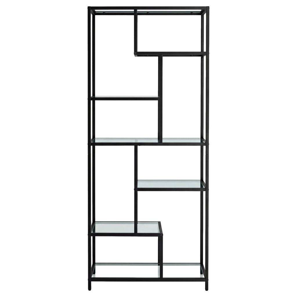 6 stufiges Bücherregal, Regal mit Ablagen aus Hartglas, Standregal