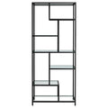 6 stufiges Bücherregal, Regal mit Ablagen aus Hartglas, Standregal