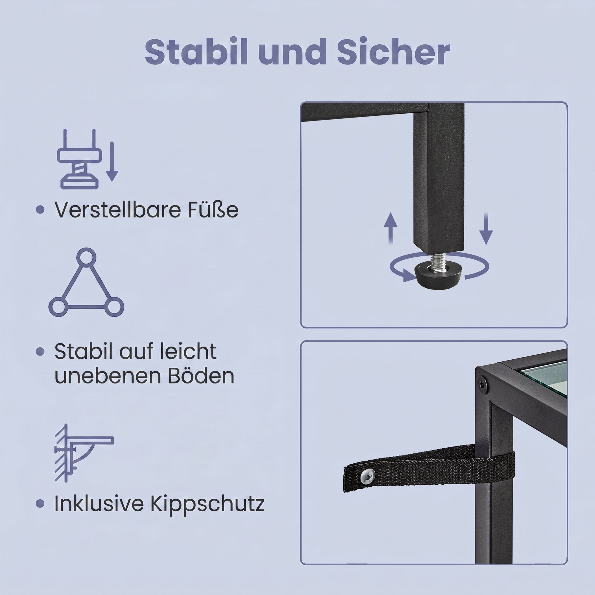 6 stufiges Bücherregal, Regal mit Ablagen aus Hartglas, Standregal