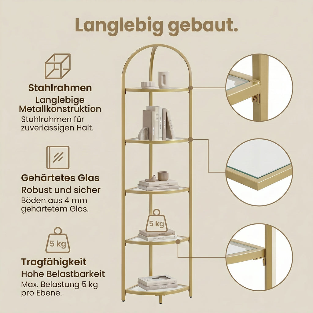 5 stufiges Standregal, Eckregal, Bücherregal
