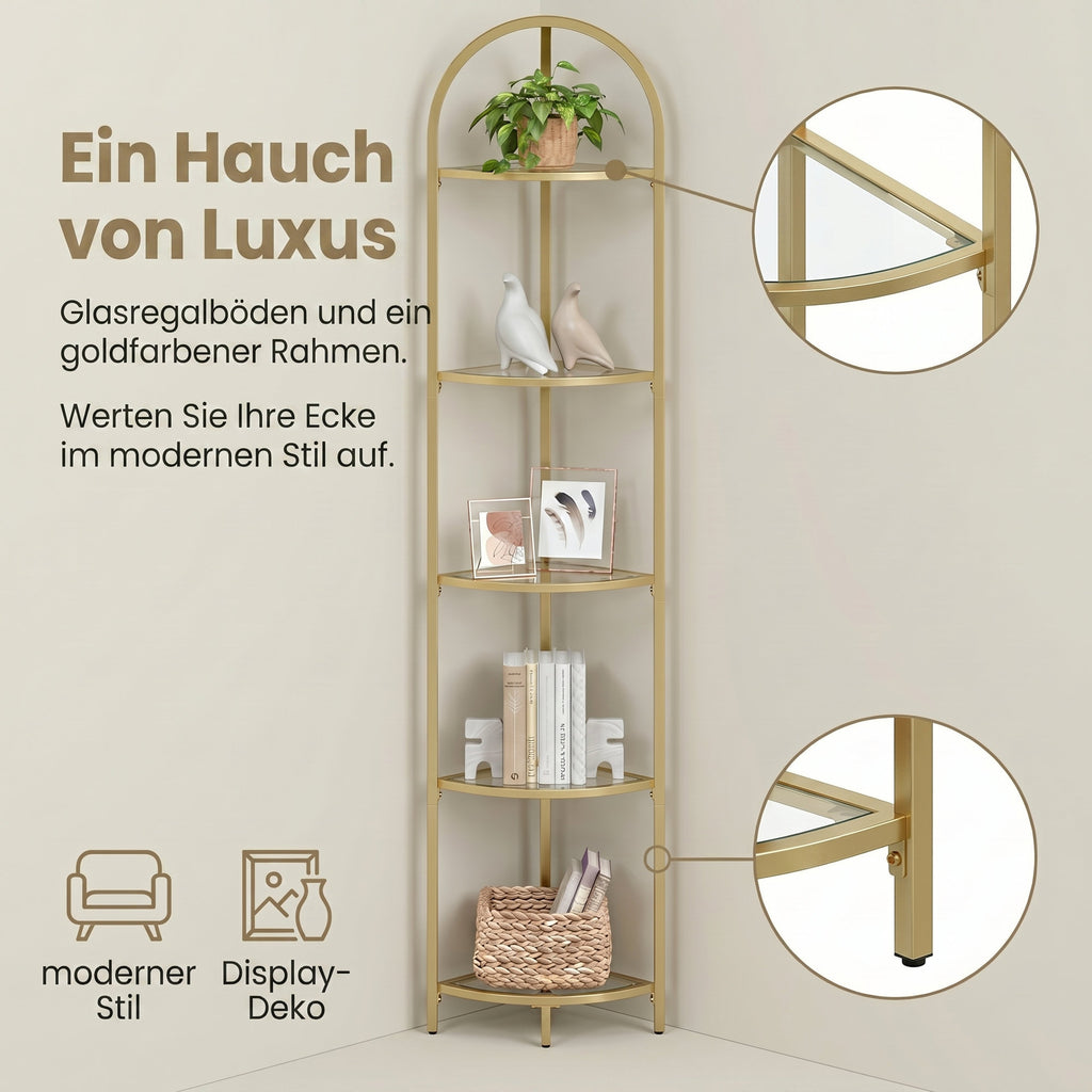5 stufiges Standregal, Eckregal, Bücherregal