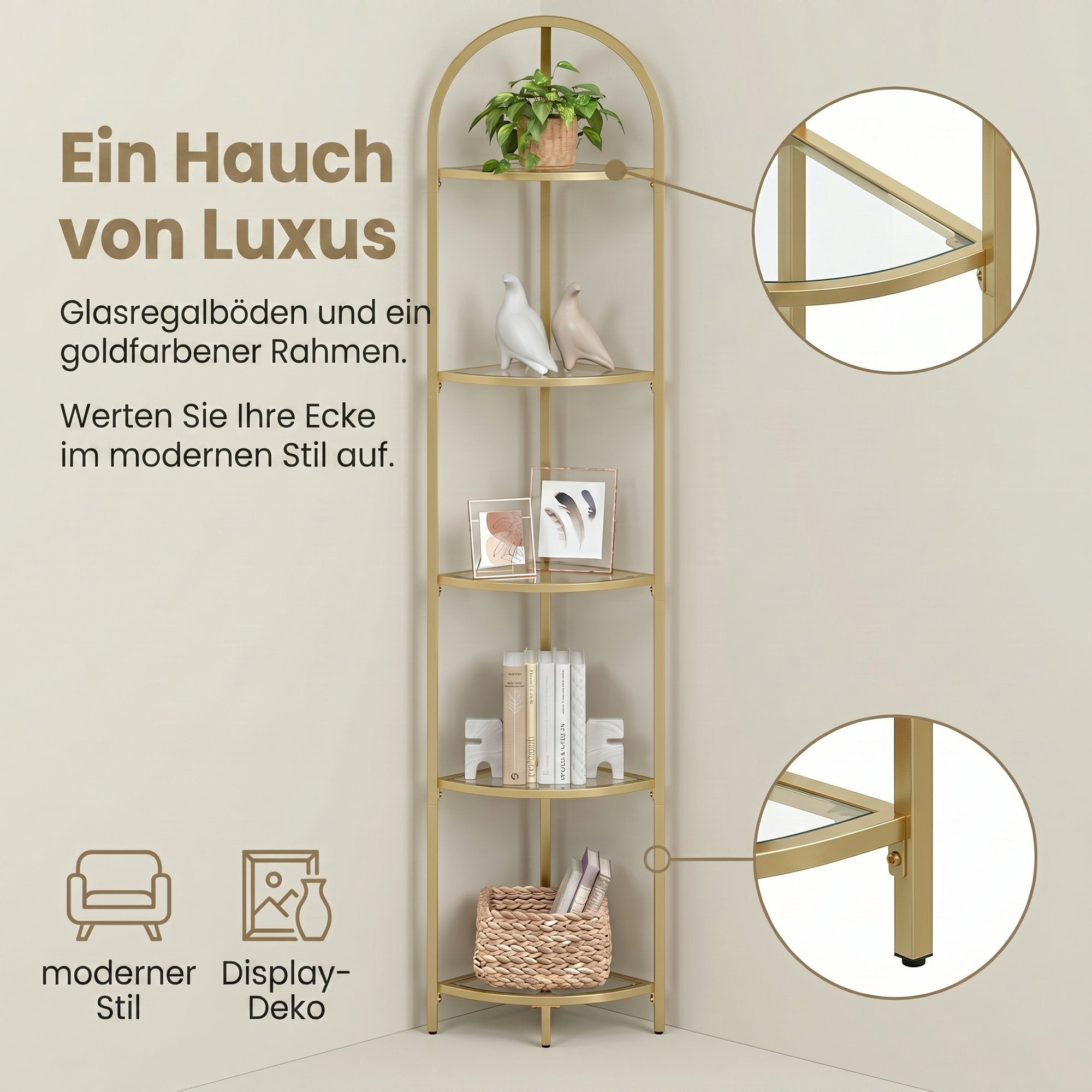 5 stufiges Standregal, Eckregal, Bücherregal