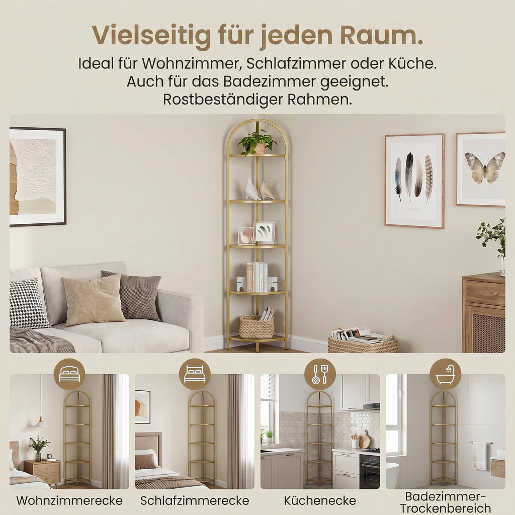 5 stufiges Standregal, Eckregal, Bücherregal