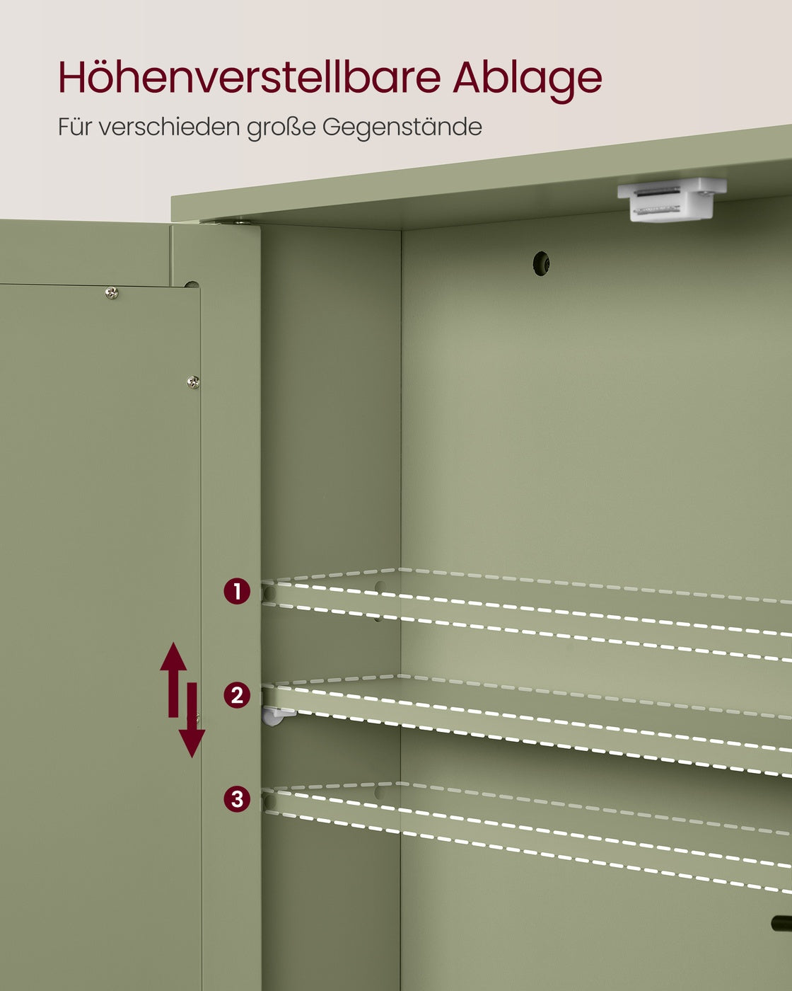 Spiegelschrank mit 2 Spiegeltüren und offenem Fach Wandmontage salbeigrün