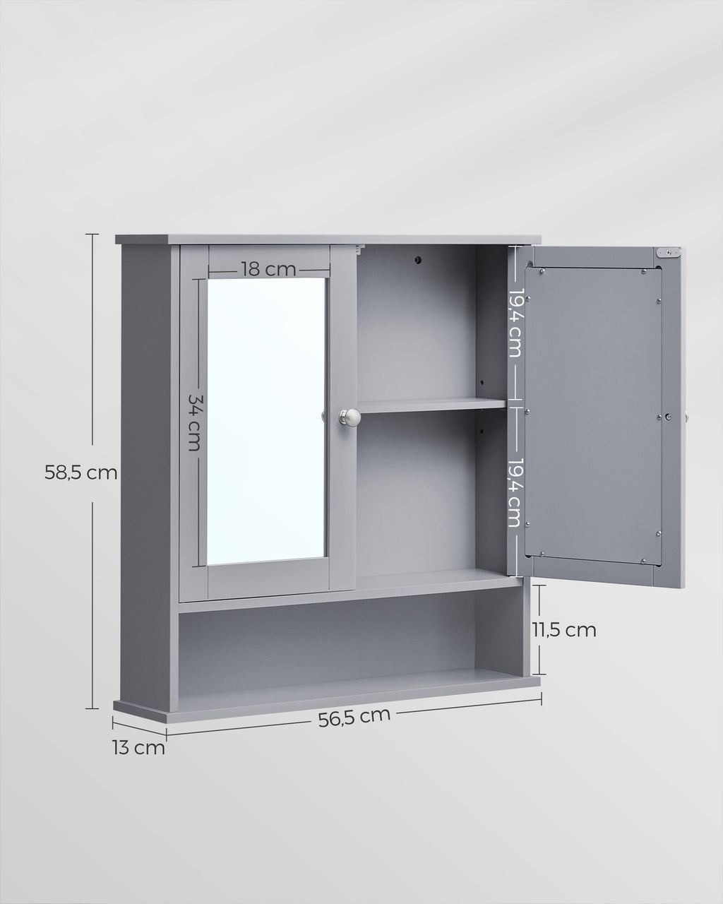 Spiegelschrank Wandmontage taubengrau