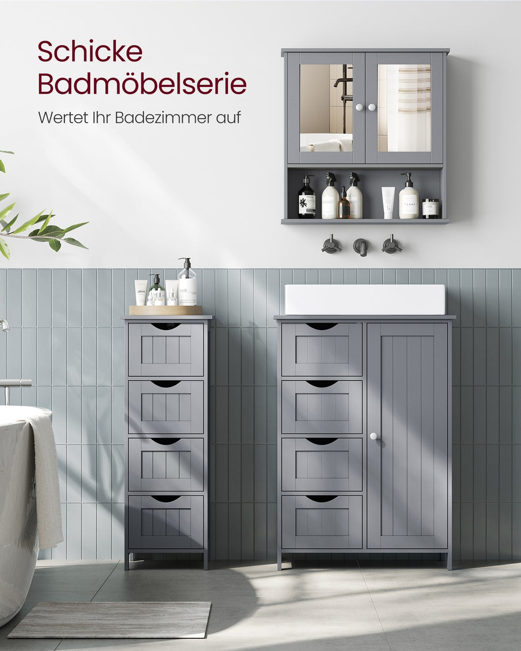 Spiegelschrank Wandmontage taubengrau