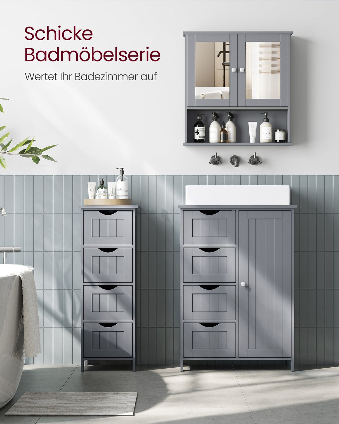 Spiegelschrank Wandmontage taubengrau