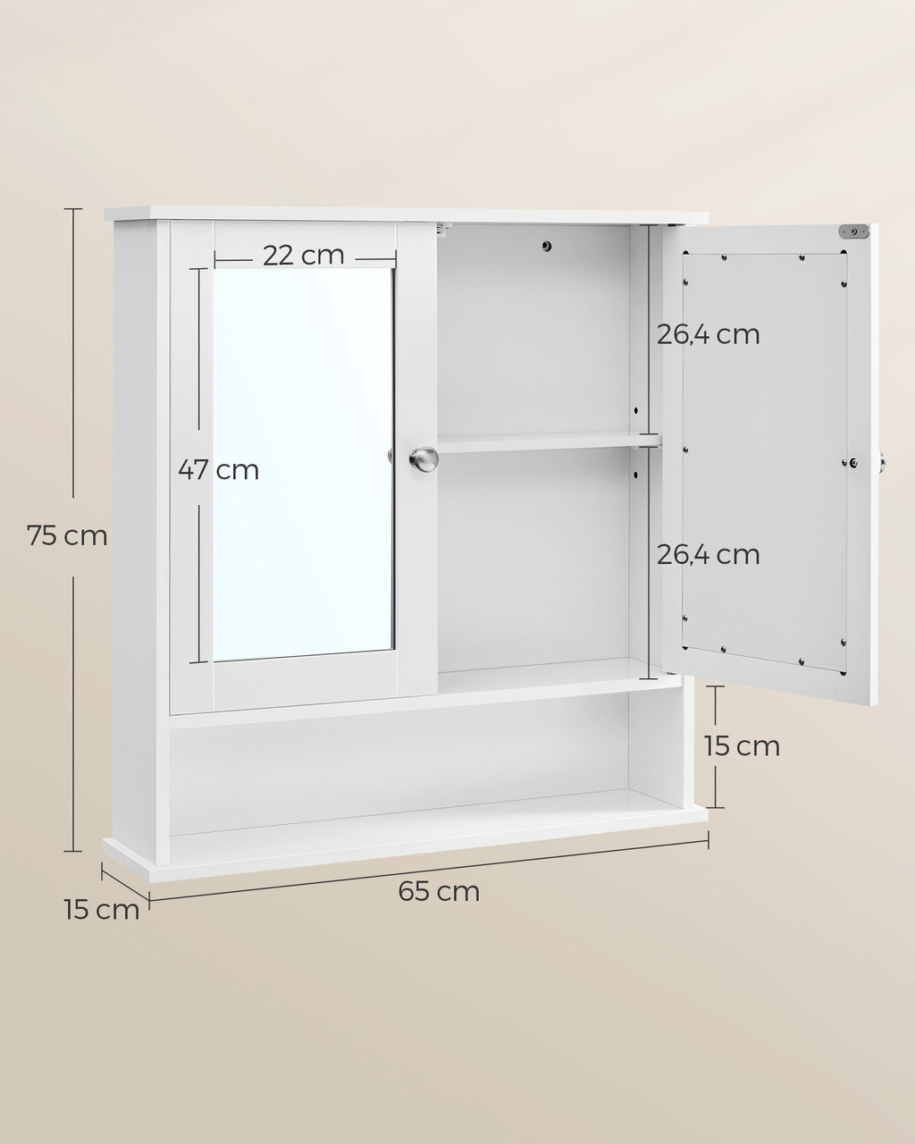 Spiegelschrank mit offenem Fach Wandmontage weiß