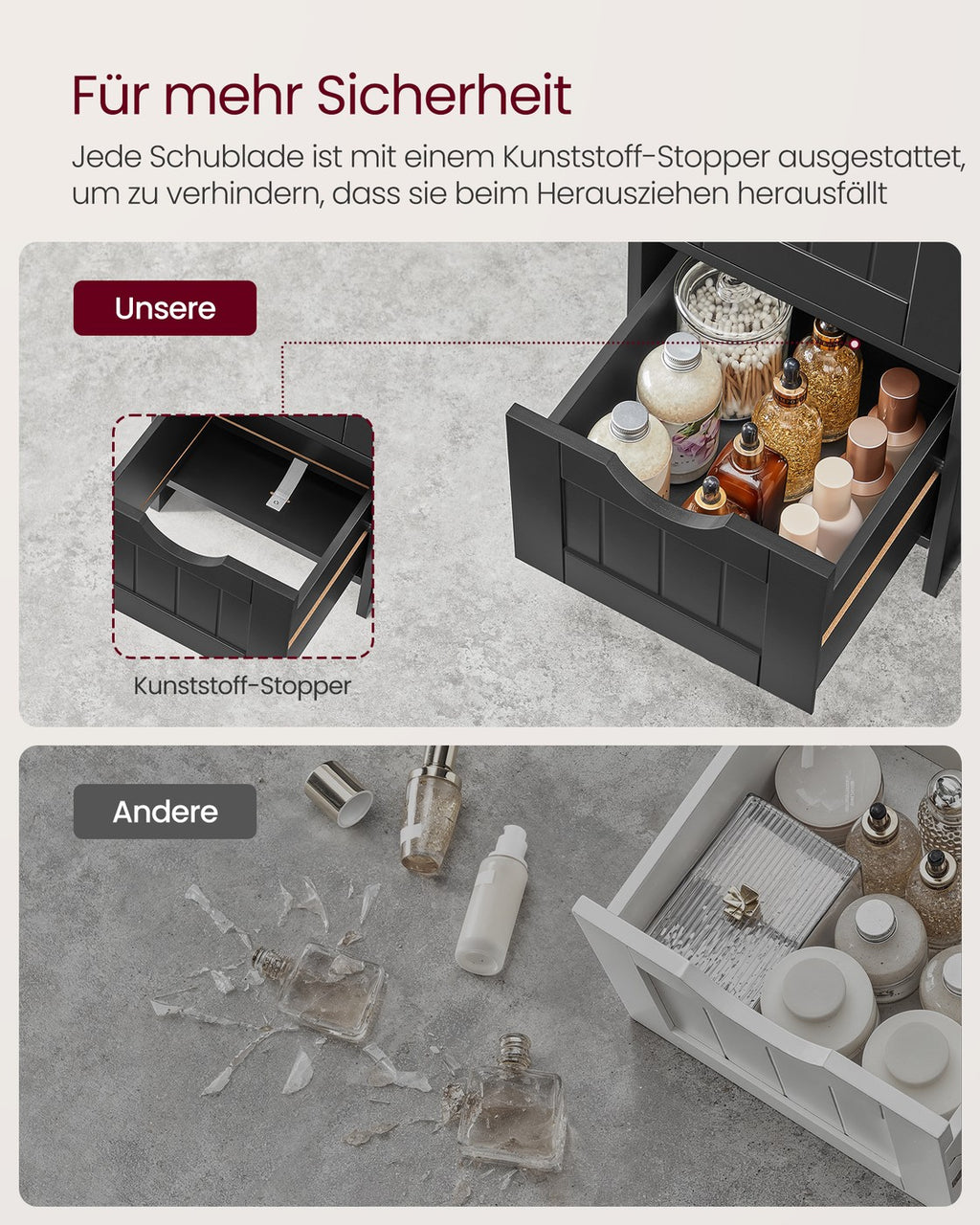 Beistellschrank mit 4 Schubladen 30 x 30 x 82 cm tintenschwarz