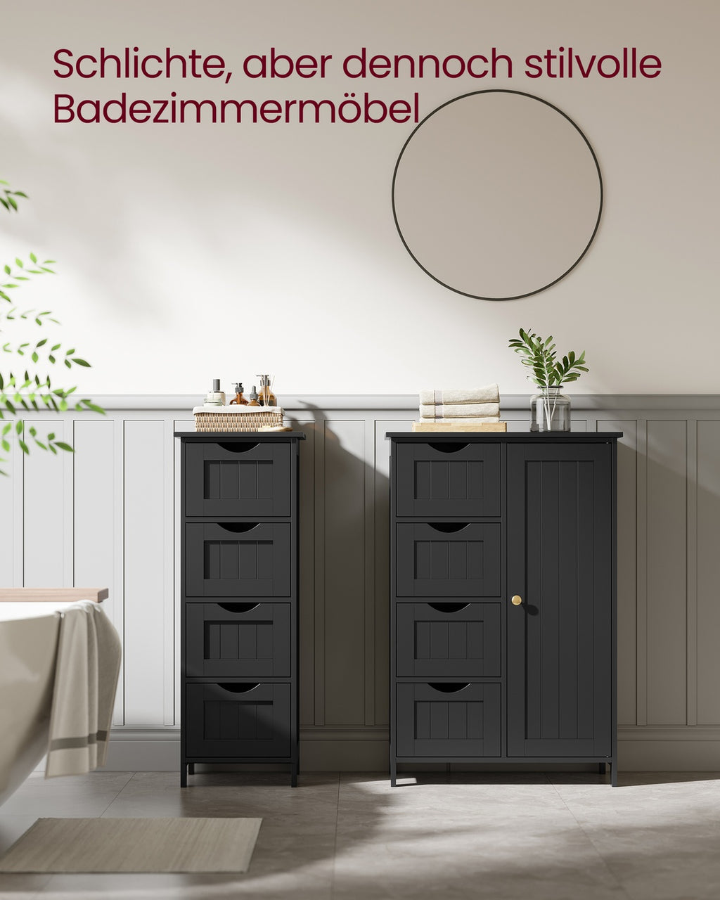 Beistellschrank mit 4 Schubladen 30 x 30 x 82 cm tintenschwarz