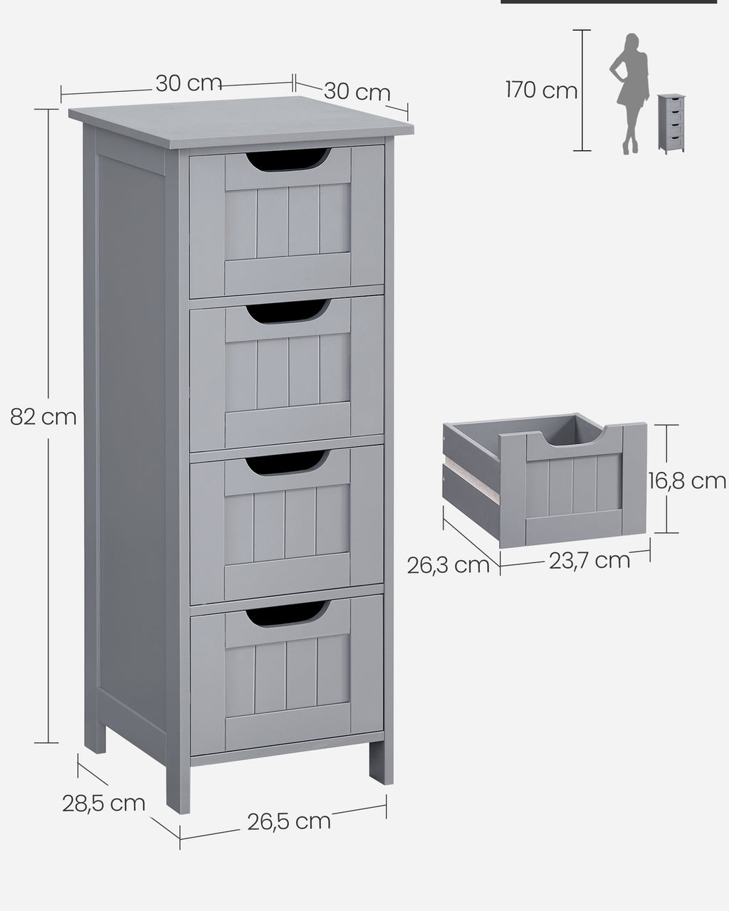 Beistellschrank mit 4 Schubladen
