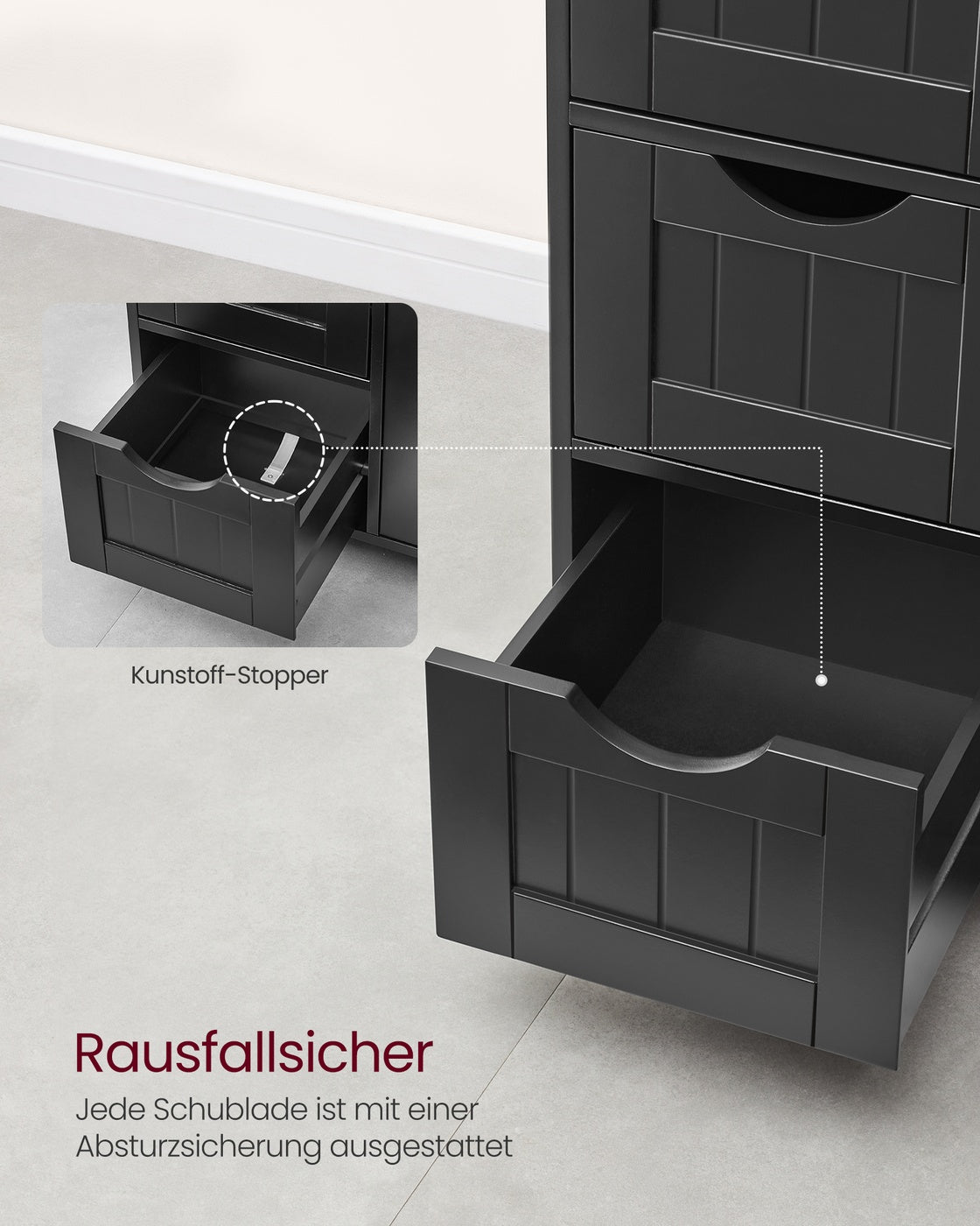 Badezimmerschrank 4 Schubladen 30 x 55 x 82 cm tintenschwarz