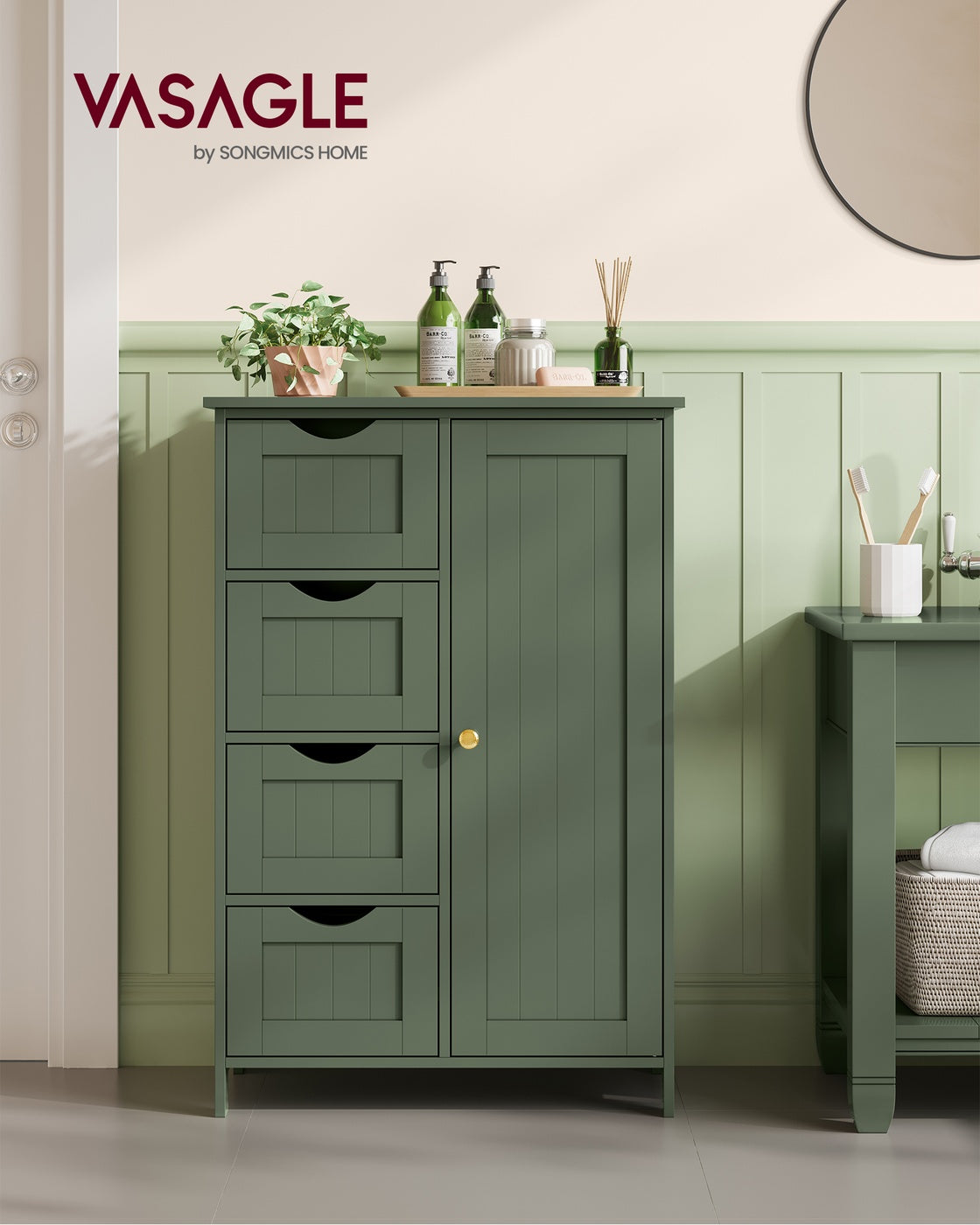 Badezimmerschrank 4 Schubladen 30 x 55 x 82 cm Waldgrün