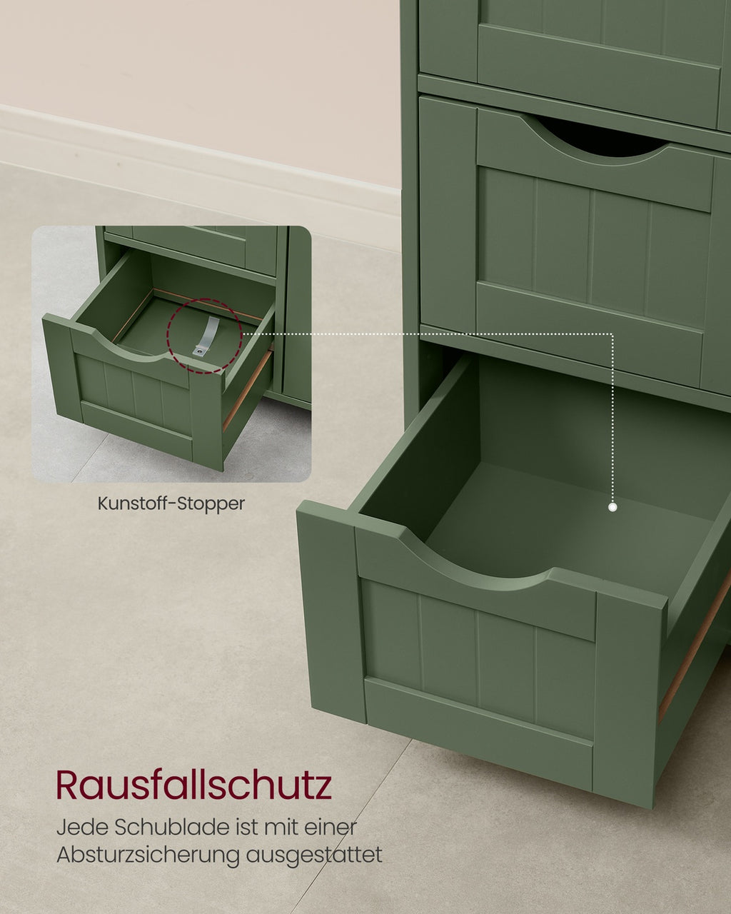 Badezimmerschrank 4 Schubladen 30 x 55 x 82 cm Waldgrün