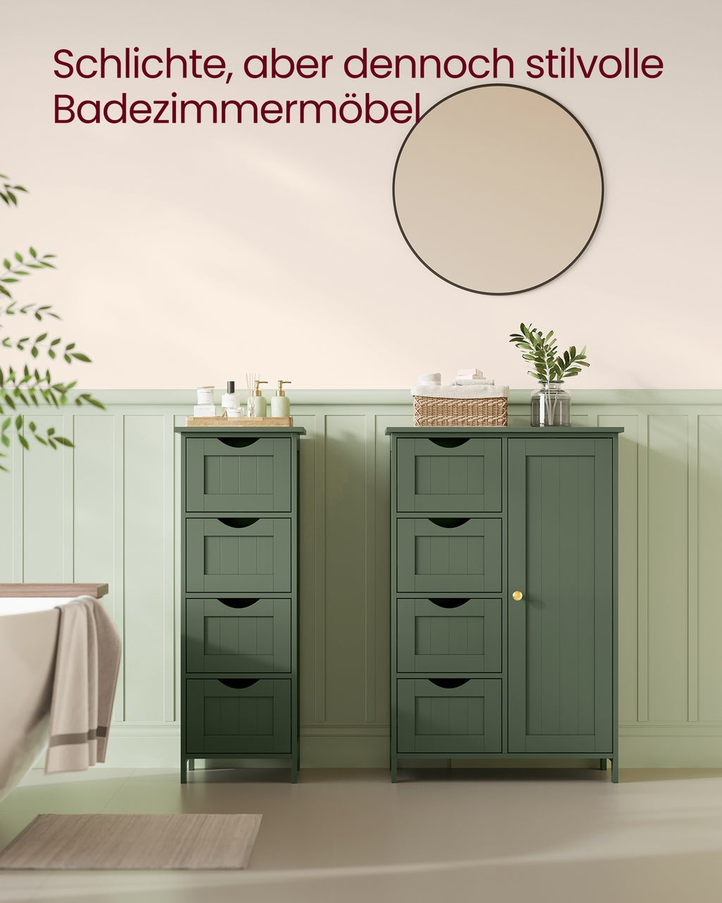 Badezimmerschrank 4 Schubladen 30 x 55 x 82 cm Waldgrün