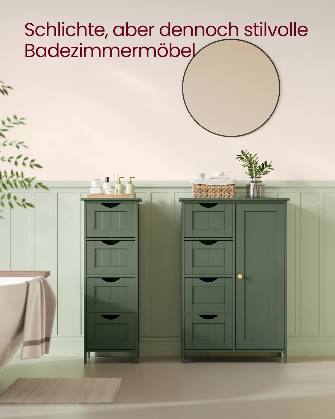 Badezimmerschrank 4 Schubladen 30 x 55 x 82 cm Waldgrün
