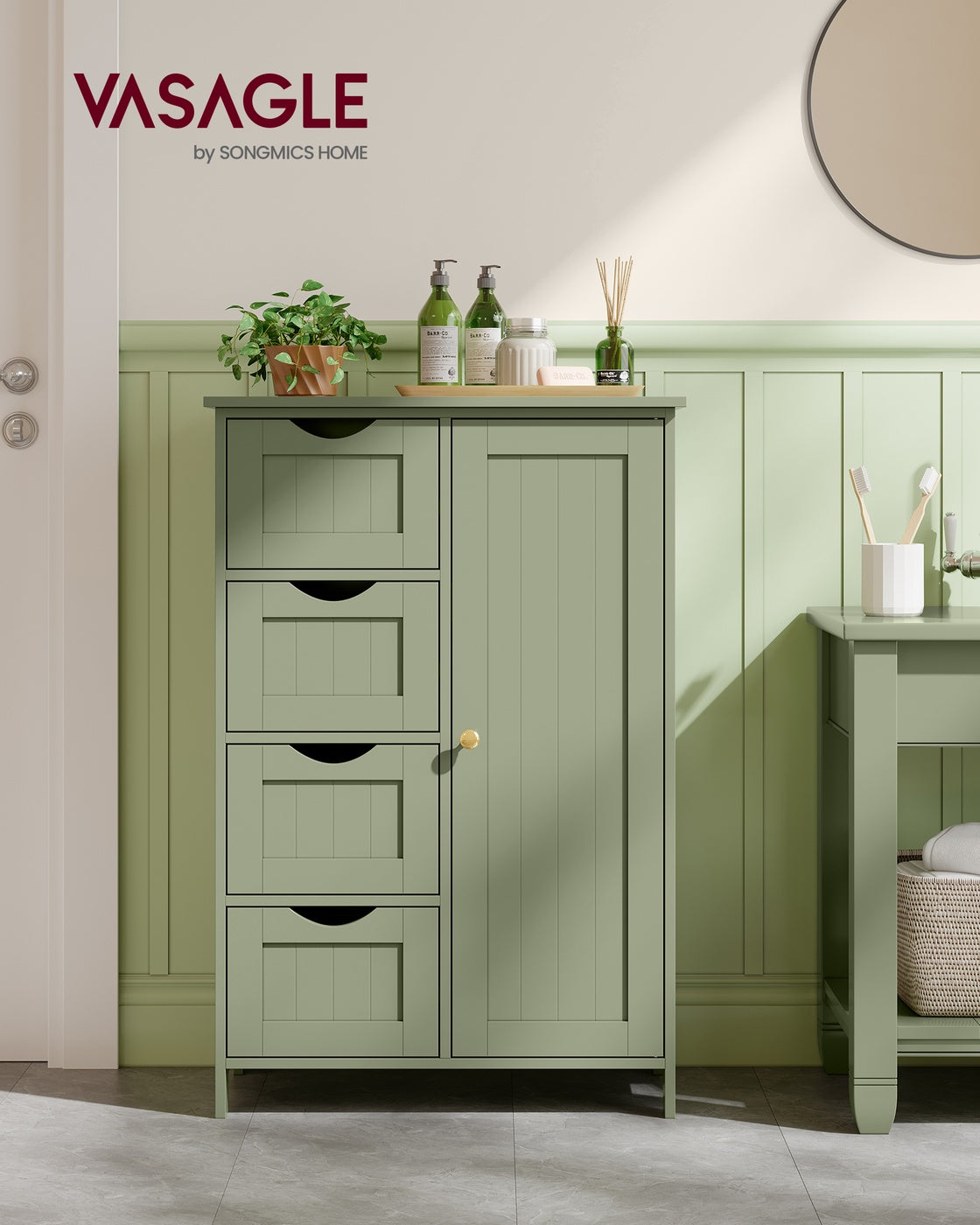 Badezimmerschrank 4 Schubladen 30 x 55 x 82 cm waldgrün