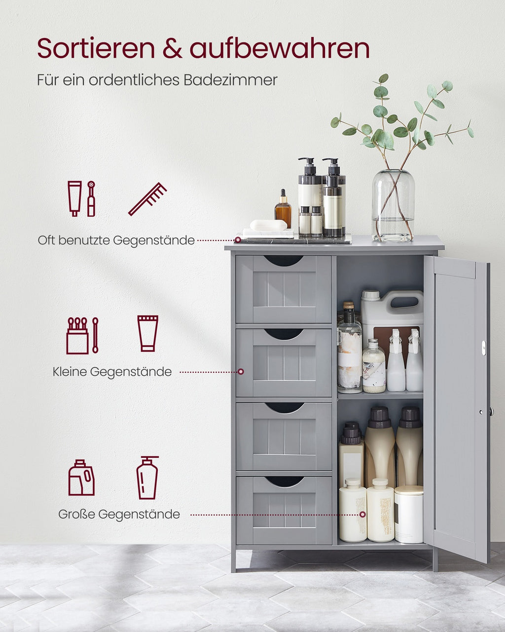 Badezimmerschrank mit 4 Schubladen