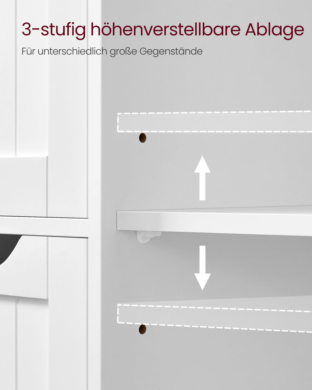 Schmaler Badschrank mit 4 Schubladen wolkenweiß