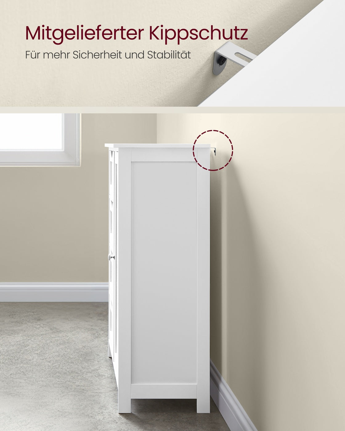 Schmaler Badschrank mit 4 Schubladen wolkenweiß