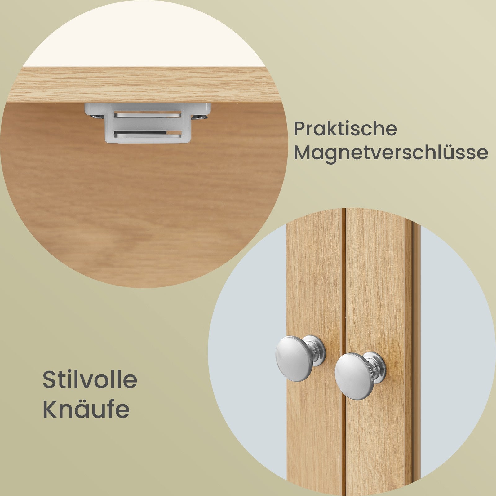 Wandschrank mit Spiegel, Badschrank mit 2 Spiegeltüren und offenem Fach, verstellbare Ablage