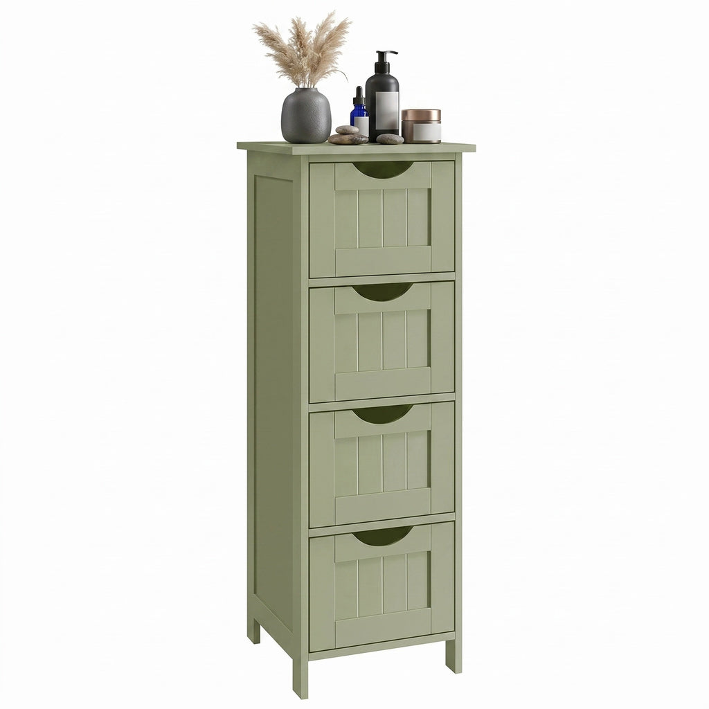 Badezimmerschrank, Badschrank, Beistellschrank mit 4 Schubladen