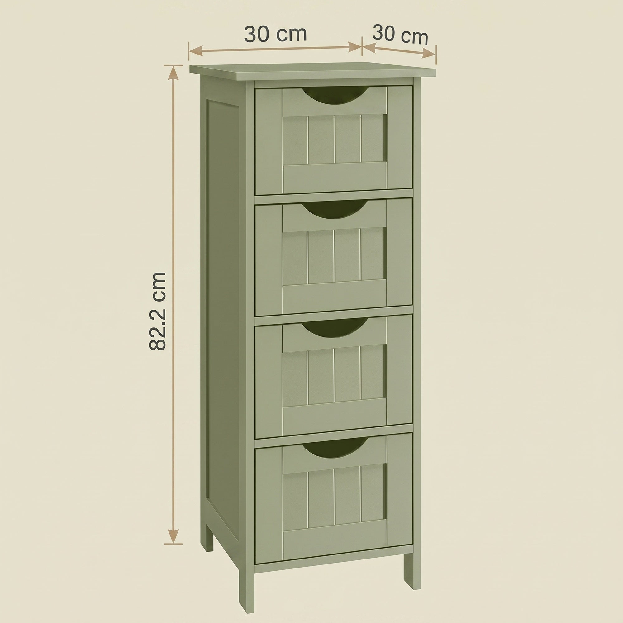 Badezimmerschrank, Badschrank, Beistellschrank mit 4 Schubladen