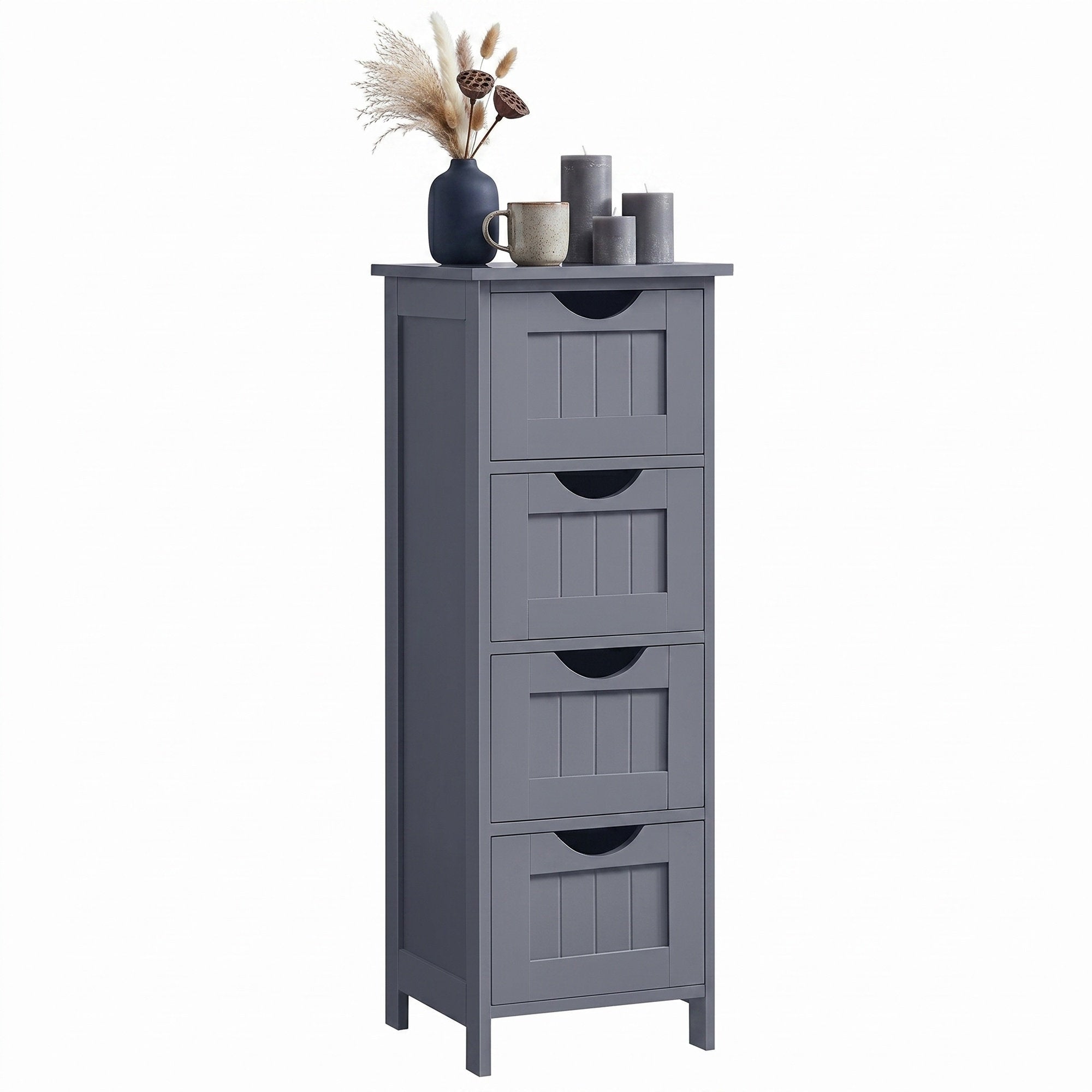 Badezimmerschrank, Badschrank, Beistellschrank mit 4 Schubladen