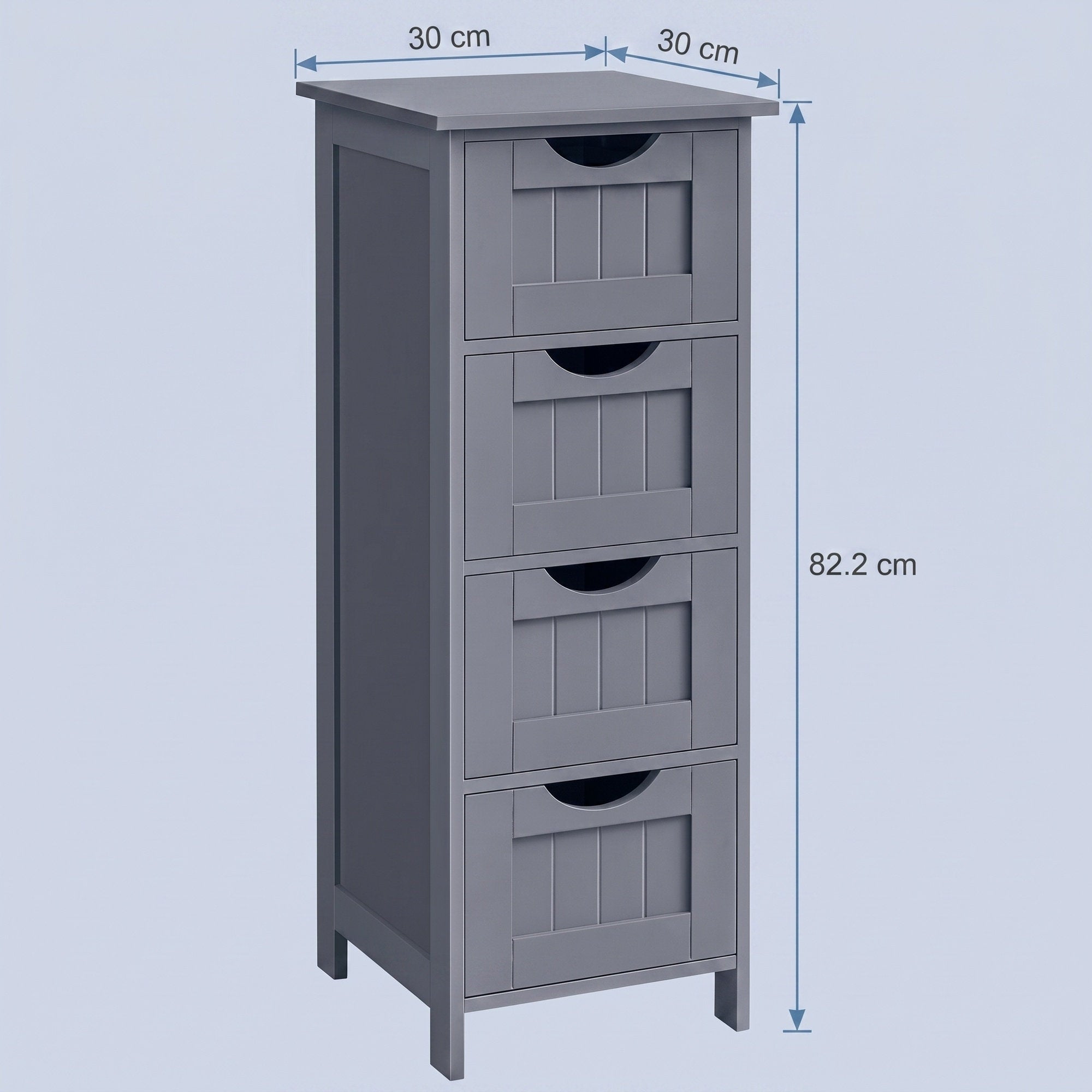Badezimmerschrank, Badschrank, Beistellschrank mit 4 Schubladen